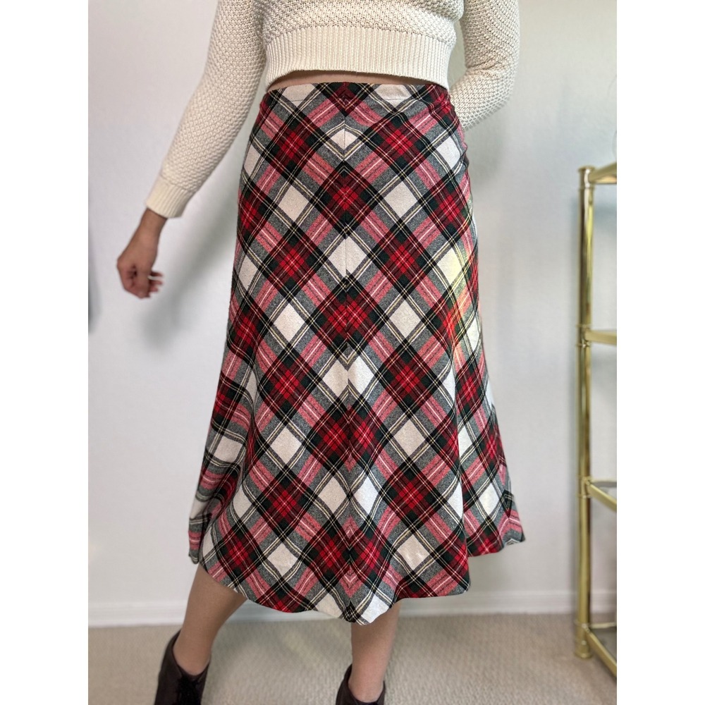 Vintage 70s Century of Boston Dress Stewart Tartan Plaid Skirt, XL Wool Blend